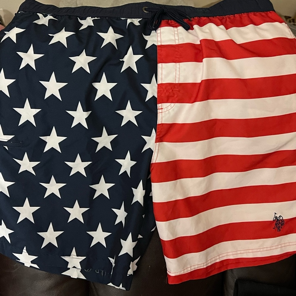 U.S. Polo Assn. Navy and Red Swim Shorts